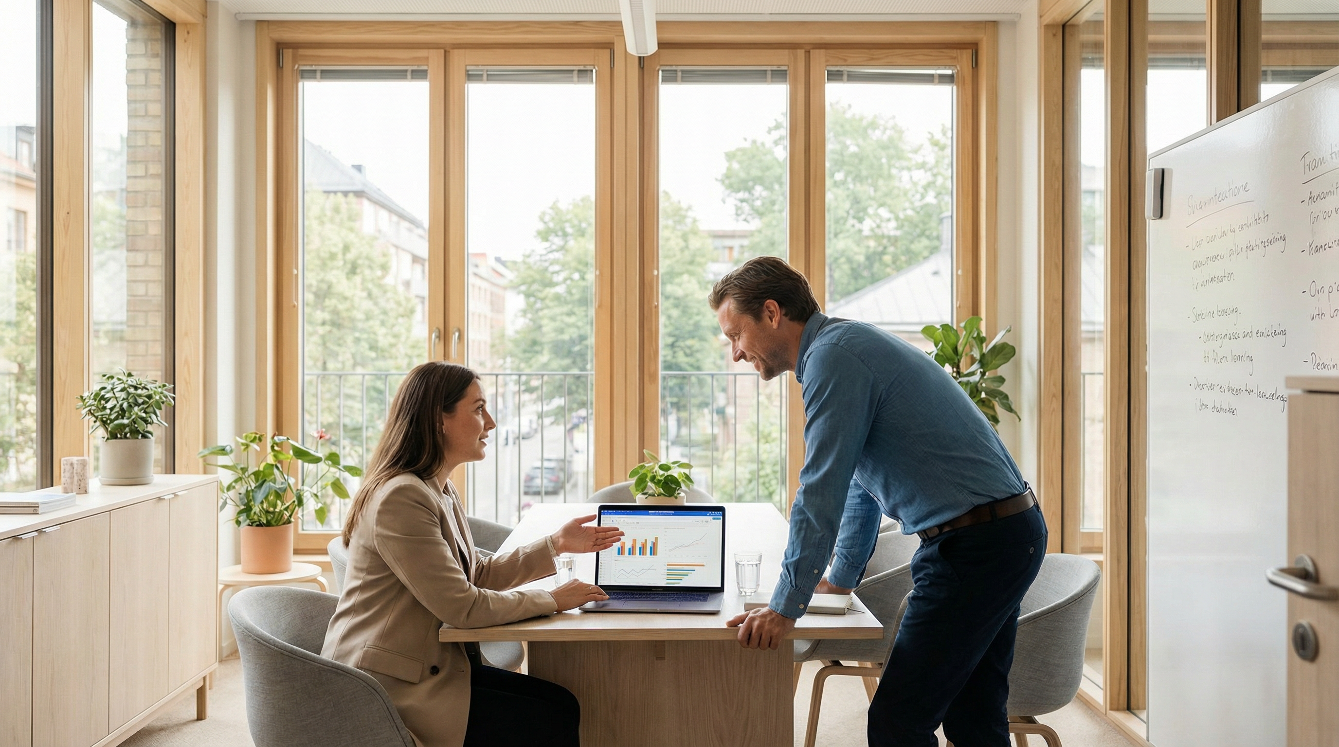 Marketing Beratung im modernen Büro mit Strategiegespräch